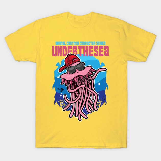 Jellyfish Urban Cartoon Illustration T-Shirt by dailycreativo